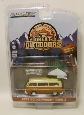 1978 '78 VW TYPE 2 BUS VAN THE GREAT OUTDOORS R3 GREENLIGHT DIECAST 2023