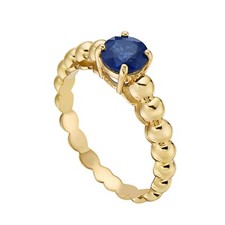 Blue Sapphire Beaded Ring In 925 Sterling Silver, Engagement Ring For Her