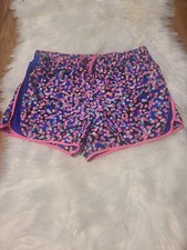 Xersion Girls running Shorts Size XL 18 1/2 PLUS blue polka-dot lined