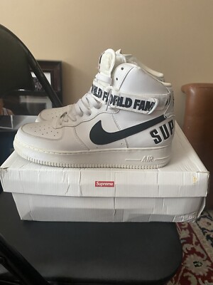 Size 11 - Nike Supreme x Air Force 1 Supreme High White | eBay