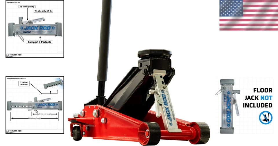 Barra de gato portátil de 3,5 toneladas - Extensión sin esfuerzo y bloqueo de seguridad para gatos de vehículos Foto 2 de 4