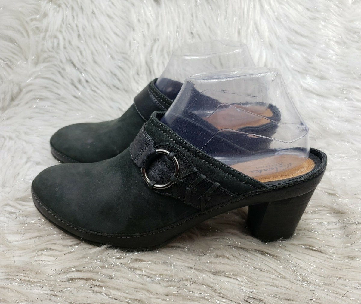 Clarks artisan ブラックシューズ CLARKS ARTISAN Black Slide On Casual Heels Shoes Size 8.5 M | eBay