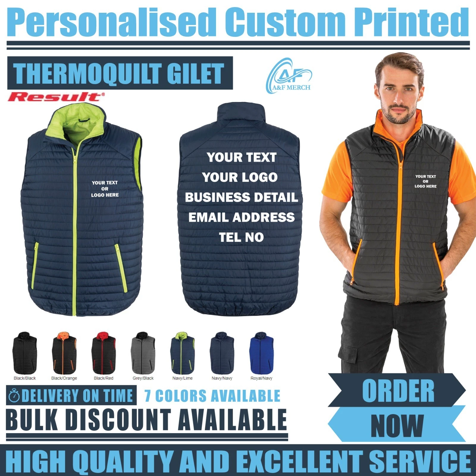 Personalised Custom Result Thermoquilt Gilet Waistcoat Jacket Full-zip R239X
Opens in a new window o