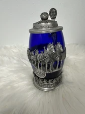 2004 Anheuser-Busch Members Only "World Famous Clydesdales" Stein Blue Glass