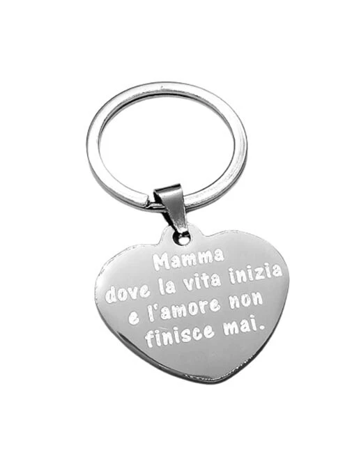 Portachiavi Uomo Donna Cuore Acciaio Inossidabile Nome Nomignolo Personalizzato - Immagine 2 di 2