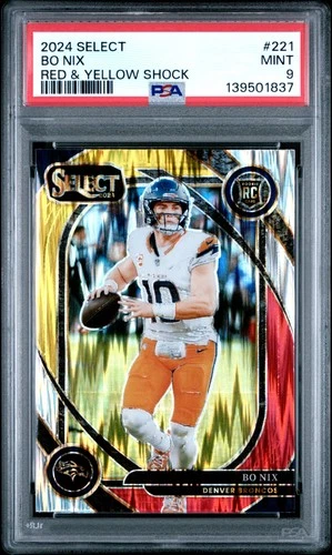 2024 PANINI SELECT RED & YELLOW SHOCK #221 BO NIX ROOKIE RC PSA 9