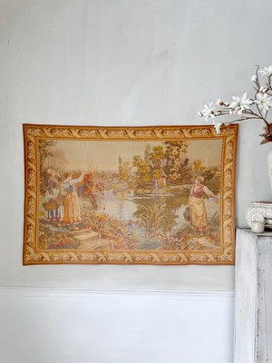 4.8ftx3.2ft Vintage Tapestry Wall Art Au Bord de la Riviere Gobelins Flanders J