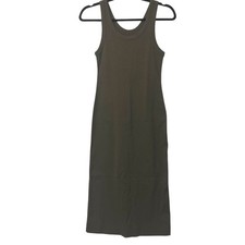 New Everlane The 90's Rib Midi Dress Olive Green Scoop Neck Women's XS NWOT