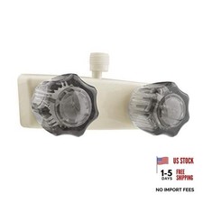 RV Shower Valve Diverter DF-SA100S-BQ - Smoked Acrylic Knobs - Bisque Parchment
