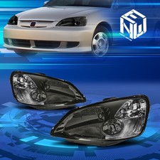 For 01-03 Honda Accord Smoked Housing Headlights Clear Corner Lamps Replacement