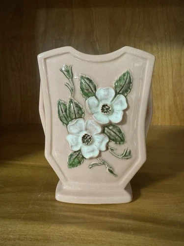 Vintage “Hull Pottery, USA” Pink & White Flower Vase