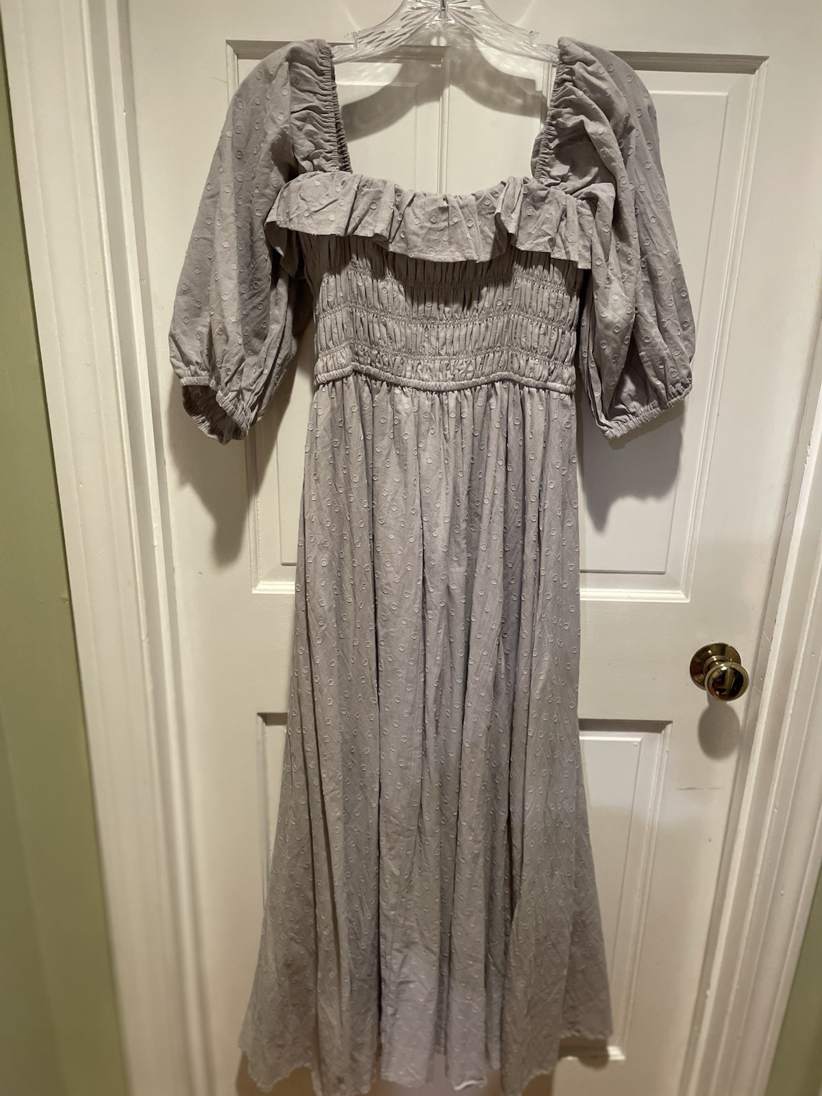 R Vivimos Maxi Dress Sz M Gray Renaissance Milkmaid Coquette Peasant Prairie NWT
