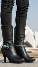 Women Silver Boots Chain Bracelet Shoe Flower Charm Bridal Style Handmade in USA