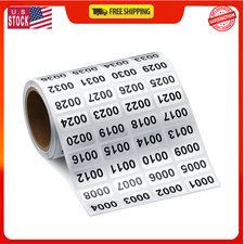 001-2000 Pieces Inventory Number Sticker Labels Self Adhesive Waterproof Labels