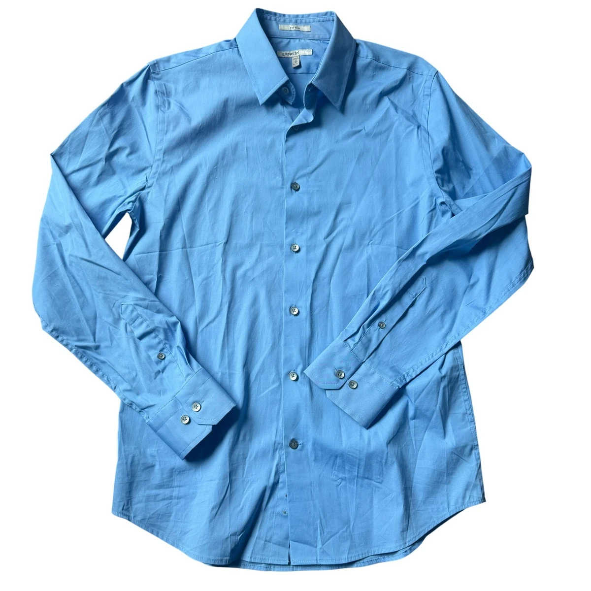 Express Blue Long Sleeve Dress Shirts for Men for sale