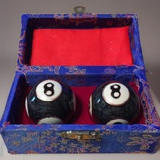 Baoding Balls Chinese Health Massage Exercise Stress Gray Lucky 8 Balls - 1-3/8  