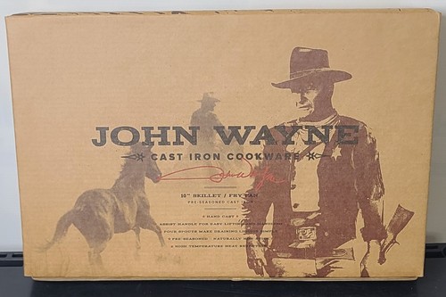 John Wayne Cast Iron Set 2qt Sauce Pot w/lid, Griddle, Gril Pan, Skillet/Fry Pan - Picture 9 of 14