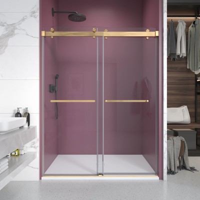 70'' Frameless Shower Door - Brushed Gold