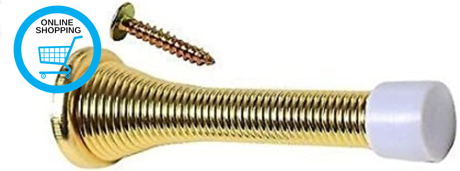 BH04816 (4 Pcs) EB Brass Plated Sprung Door Stop - Pack of 4 Pieces