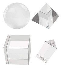 4 Pc K9 Optical Crystal Photography Prism Set Ball Cube Pyramid Triangular