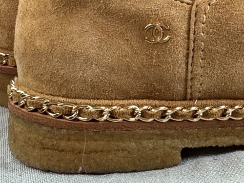 Chanel Mujer Cadena Detallada Piel de Oveja Forrada Gamuza Botines Talla EU 38 US 8 - Imagen 4 de 24