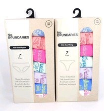 Set of 2 No Boundaries Women  s Cotton Thong Panties 7-Pack Days of Week 2XL 20 