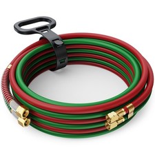T Oxygen Acetylene Hose, 1/4" x 25 FT with 9/16"-18 B Fittings and Spring Gua...