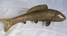 Vintage Cast Bronze Japanese Fish Koi Carp Sculptured Figure