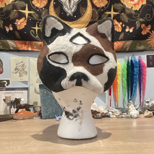 Handmade Felt Face mask calico cat , Black White Brown, third eye mask