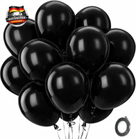 Qifu Luftballons Geburtstag Schwarz - 100 StüCk Dicke Schwarze Latex Ballons, He