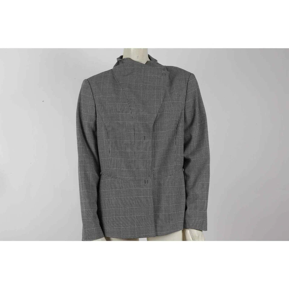 Piazza Sempione Gray Plaid Wool Blazer – Hidden Snap – Size 48 - Image 2 of 4
