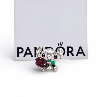 New 100% Authentic PANDORA 925 Disney Stitch Rose Murano Glass