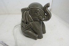 Ceramic Elephant w/ Trunk Up Tabletop Night Light Accent Lamp Corded Working 7"