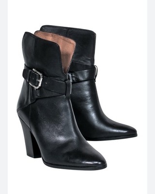 Donald J Pliner Sarje Black  Leather  Ankle Boots Sz 7 Women s Stack Heel Edgy