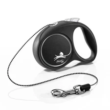 Flexi Fun Black with Silver Trim Retractable Leash, 10FT Cord, Dogs up to 16lbs