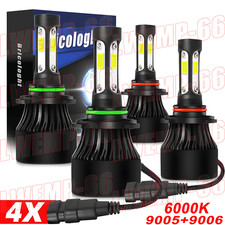 9005 9006 LED Headlights Kit Combo Bulbs 6500K High Low Beam Super White Bright