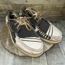 Sperry Top-Sider Boat Shoes Men’s 13M Gray Canvas Graphic Moc Toe Casual