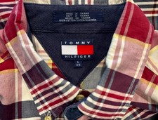 Vtg Tommy Hilfiger Men's Size L Classic Plaid L/S Button Down Shirt