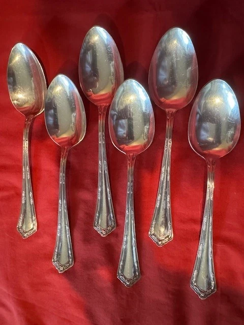 FAIR OAK Wm Rogers & Son Antique Silver Plate 6 Serving Soup Place Spoons 8.25"