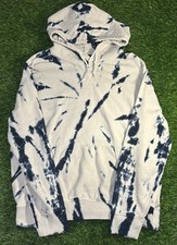 Polo Ralph Lauren Hoodie Men Medium Blue White Sweatshirt Sweater Tie Dye Adult