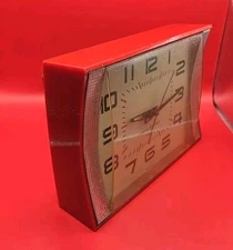 GE Telechron Keynote Red Wall Clock 50s Retro Mid Century 2H106 Atomic Age Works