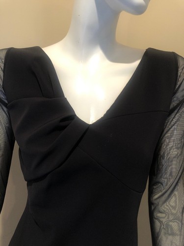 La Petite Robe di Chiara Boni Bilgi Mesh Sleeves Size 44 Black 8 Gown New $995 - Picture 6 of 10