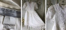 VTG JESSICA MCCLINTOCK GUNNE SAX WHITE USA LACE FLORAL DRESS PUFF SLEEVE CHILD 6