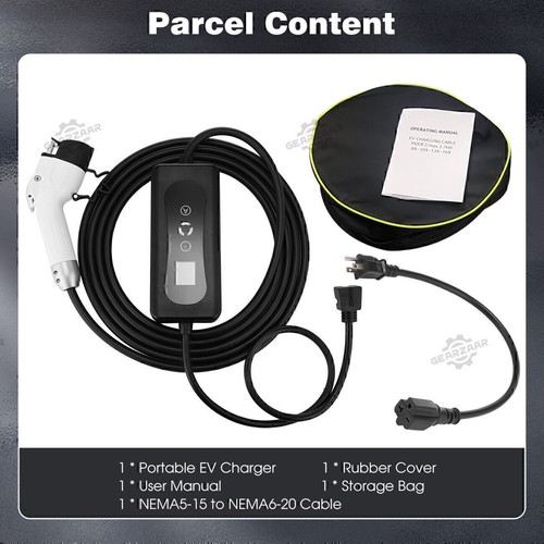 20FT Adjustable Current EV Charger 16A Electric Car NEMA6-20 EVSE 110-220V BLACK - Picture 9 of 24