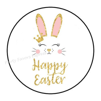 10cm Auto-Aufkleber Sticker Decal Laptop Farbe Happy Easter Bunny Rund R1768