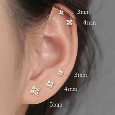 Kleine 925 Sterling Silber Ohrstecker Blume klein funkelnd CZ zierlich minimalistisch