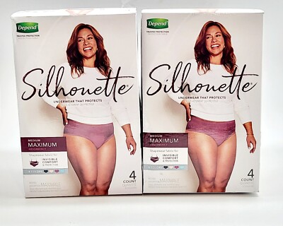 2 New Depend Silhouette Medium Underwear Maximum Absorbency,  L22