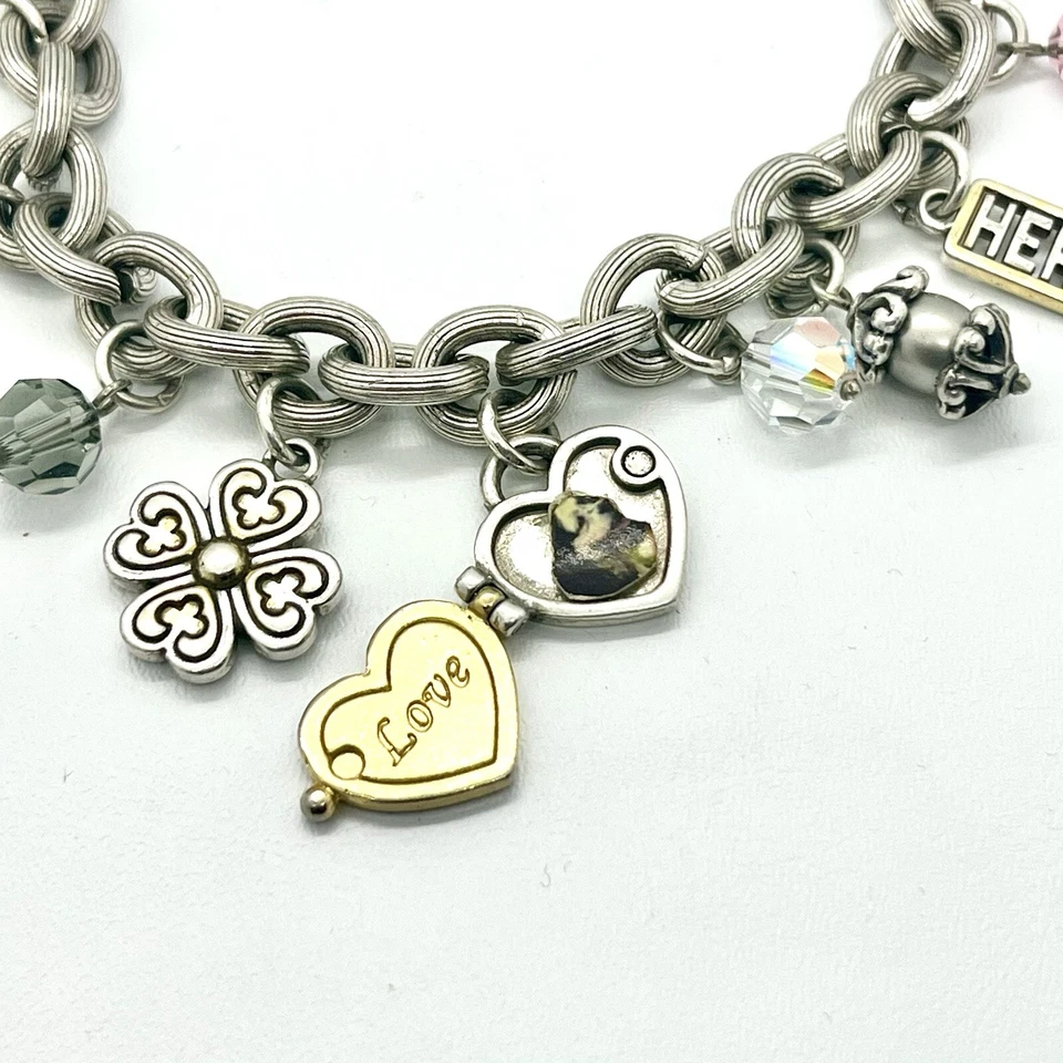 Pulsera Brighton Charm Rosa Poder Corazones Cuentas Cristal Concienciación sobre el Cáncer de Mama Foto 3 de 4