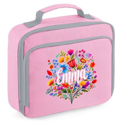 Personalised Floral Lunch Bag For Kids Back to School Girl flowers UK