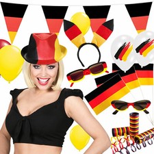 DEUTSCHLAND PARTY WM EM 2024 Fussball Fanartikel Schminke Brillen Fahnen Germany